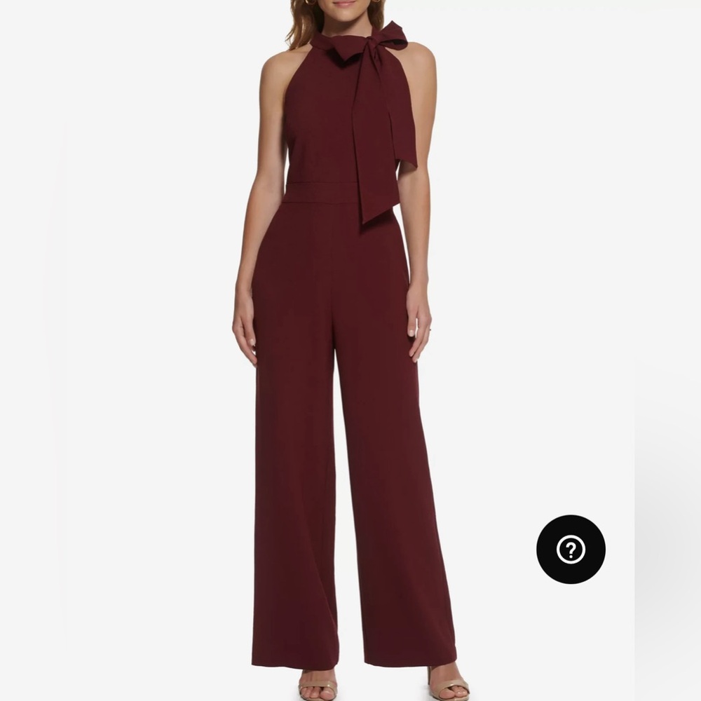 Vince Camuto Tie Waist Bow-Neck Jumpsuit - Super flattering and comfy!!